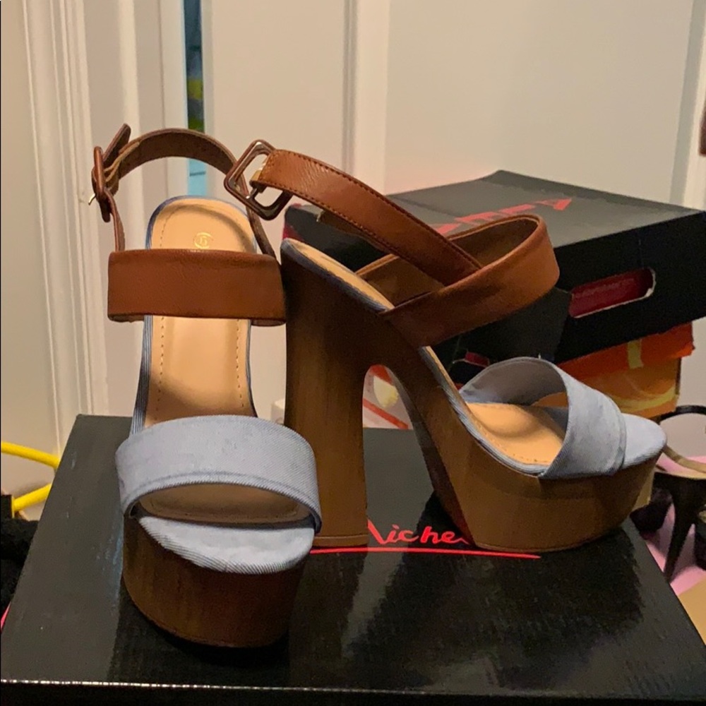 Denim Nub Heels